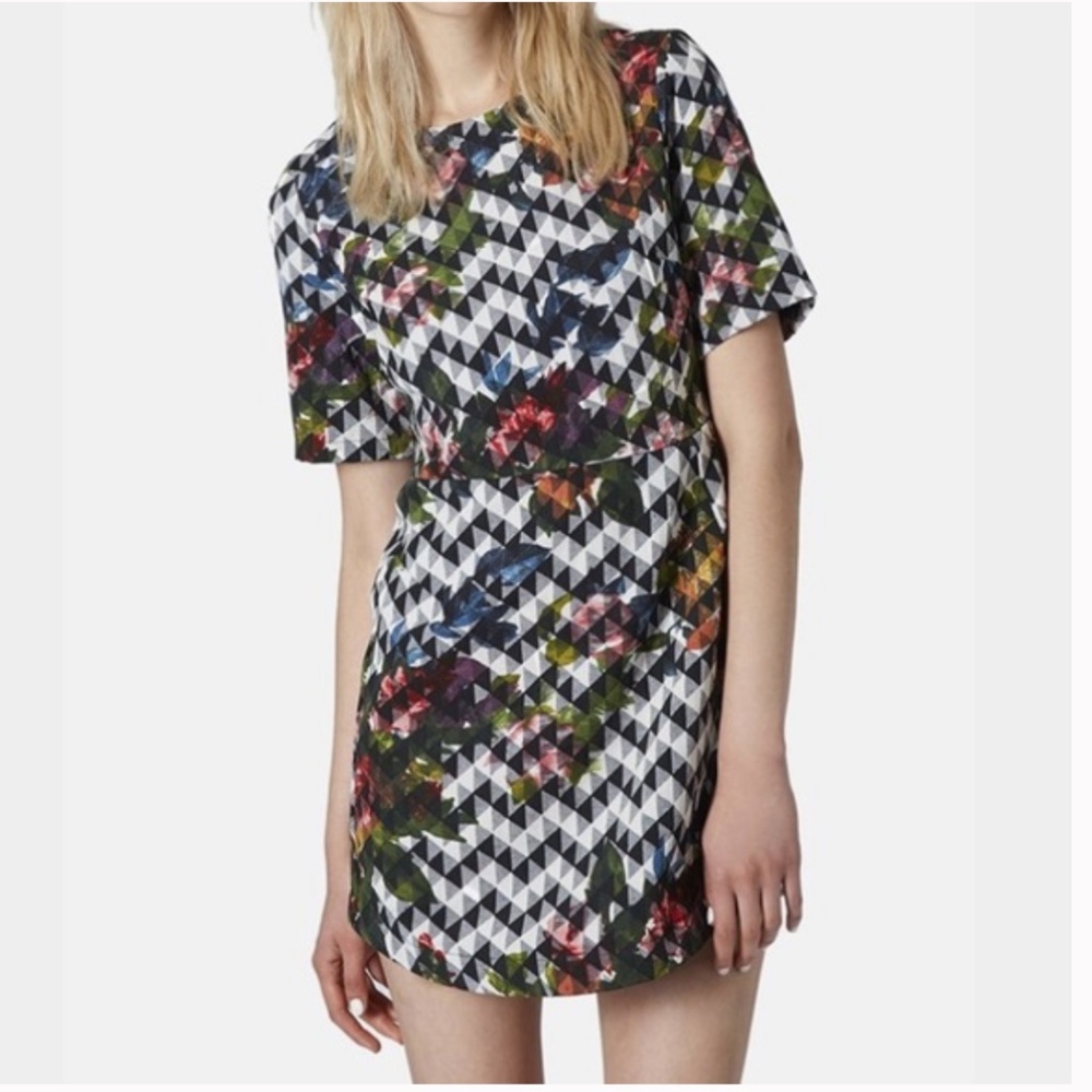 Topshop Blurred Jacquard A-Line Dress Size 2